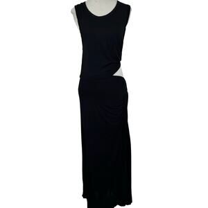 A.L.C. Black Cutout Maxi Dress Ruched Sleeveless Stretch Evening Womens M